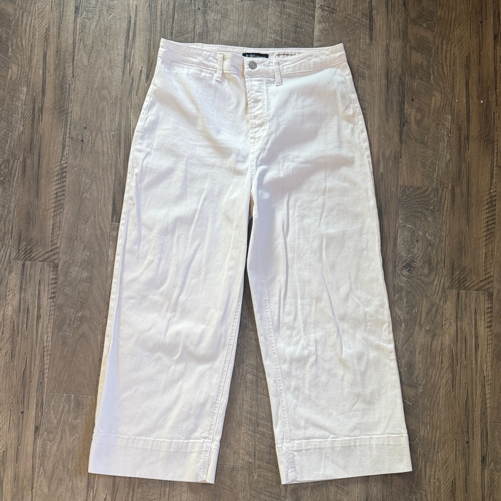 BCBGeneration-Women's White High-Rise Wide Leg Crop Pants-Size 13/31
